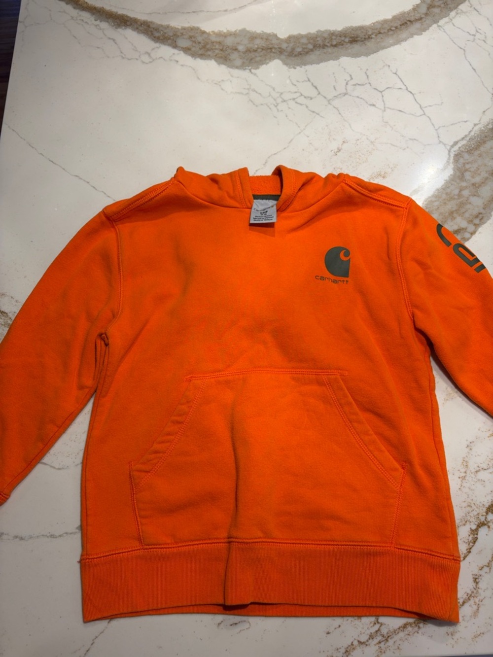 Carhartt Boy’s Orange Crewneck Hoodie with Logo